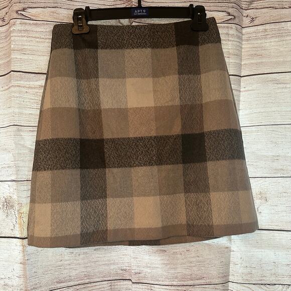 Loft Plaid Skirt soft grays beiges lined Size 4P petite - Picture 1 of 8
